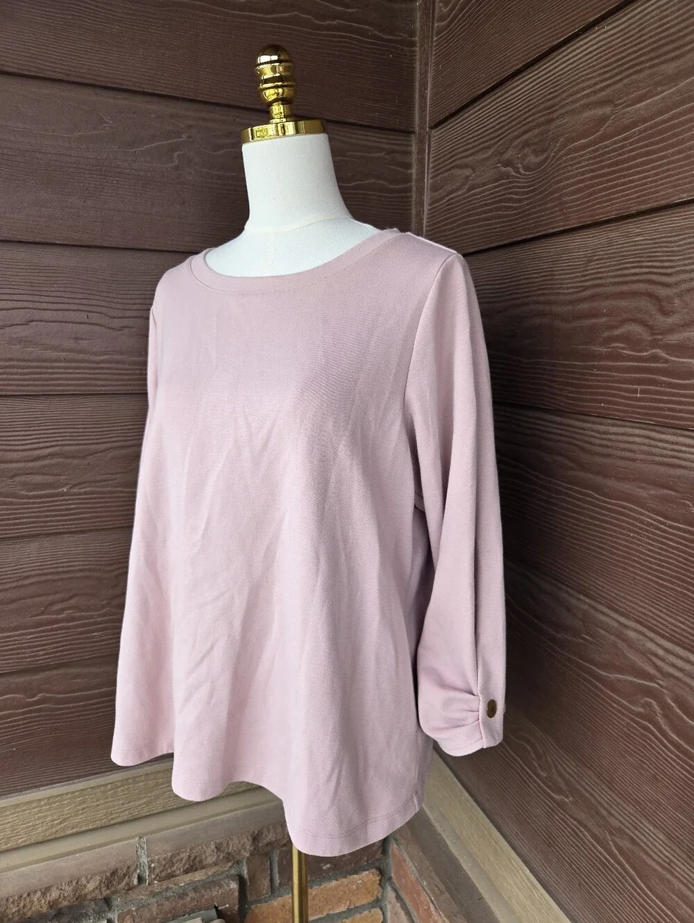 Liz Claiborne Blush Pink 3/4 Sleeve Crewneck Women’s Large